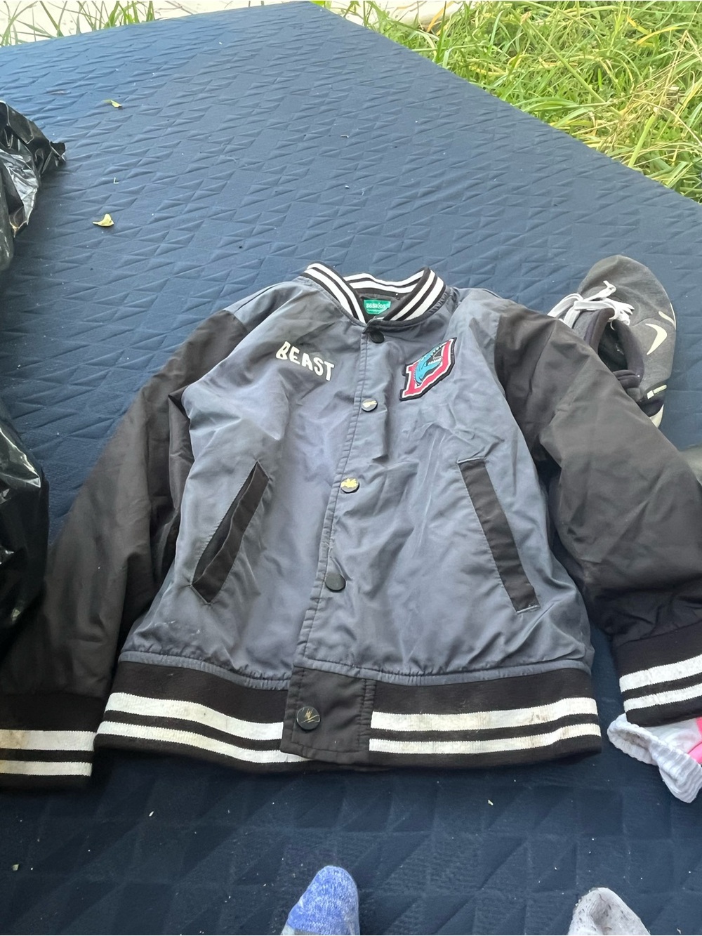 Garanimals Two-Tone Gray and Black Kids Bomber Jacket with 'Beast' Patch